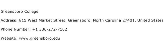 Greensboro College Address Contact Number