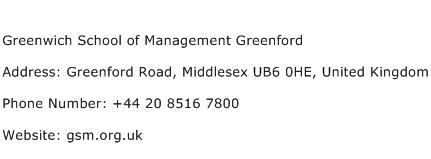 Greenwich School of Management Greenford Address Contact Number