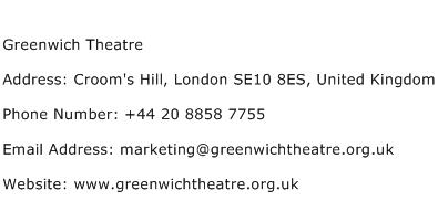 Greenwich Theatre Address Contact Number