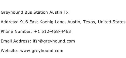 Greyhound Bus Station Austin Tx Address Contact Number