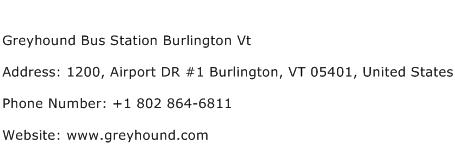 Greyhound Bus Station Burlington Vt Address Contact Number