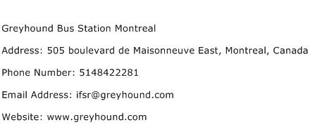 Greyhound Bus Station Montreal Address Contact Number