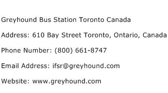 Greyhound Bus Station Toronto Canada Address Contact Number