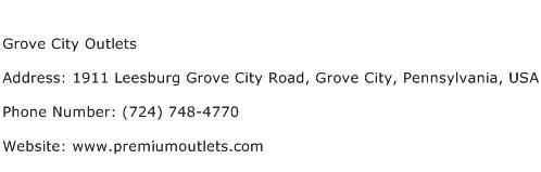 Grove City Outlets Address Contact Number