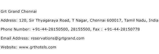Grt Grand Chennai Address Contact Number