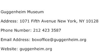 Guggenheim Museum Address Contact Number