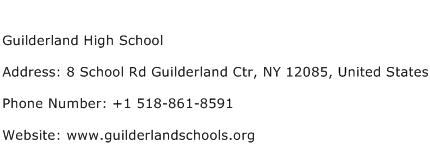 Guilderland High School Address Contact Number