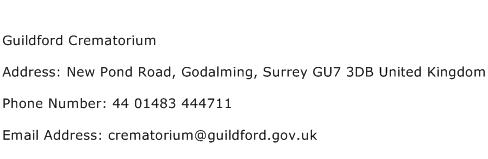 Guildford Crematorium Address Contact Number