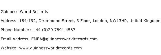 Guinness World Records Address Contact Number