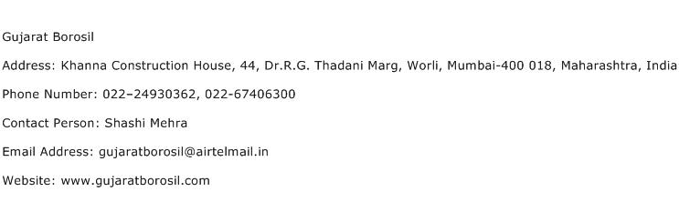 Gujarat Borosil Address Contact Number