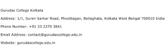 Gurudas College Kolkata Address Contact Number
