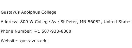 Gustavus Adolphus College Address Contact Number