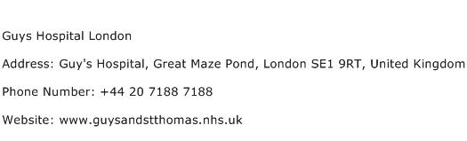 Guys Hospital London Address Contact Number