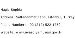 Hagia Sophia Address Contact Number