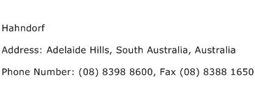 Hahndorf Address Contact Number