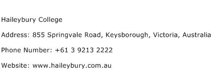 Haileybury College Address Contact Number