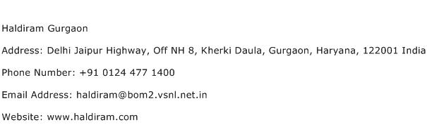 Haldiram Gurgaon Address Contact Number