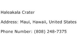 Haleakala Crater Address Contact Number