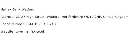 Halifax Bank Watford Address Contact Number