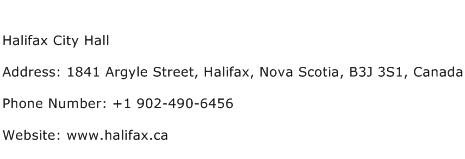 Halifax City Hall Address Contact Number
