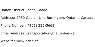 Halton District School Board Address Contact Number