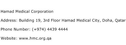 Hamad Medical Corporation Address Contact Number