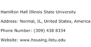 Hamilton Hall Illinois State University Address Contact Number