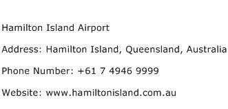 Hamilton Island Airport Address Contact Number
