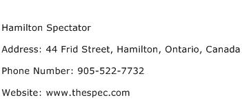 Hamilton Spectator Address Contact Number