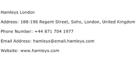 Hamleys London Address Contact Number