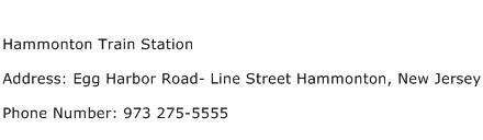 Hammonton Train Station Address Contact Number