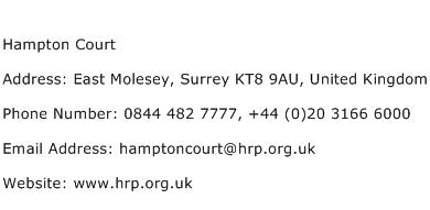 Hampton Court Address Contact Number