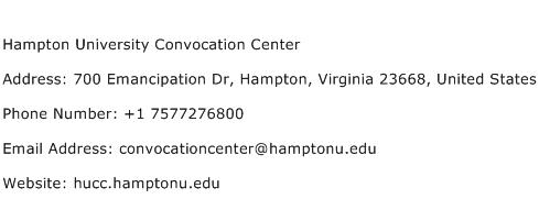 Hampton University Convocation Center Address Contact Number