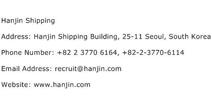 Hanjin Shipping Address Contact Number