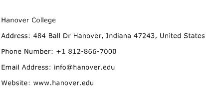 Hanover College Address Contact Number