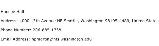 Hansee Hall Address Contact Number