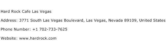 Hard Rock Cafe Las Vegas Address Contact Number