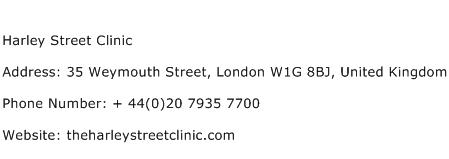 Harley Street Clinic Address Contact Number