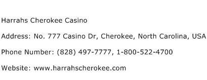 Harrahs Cherokee Casino Address Contact Number