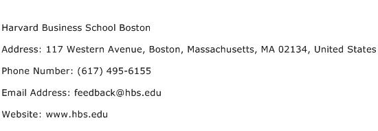 Harvard Business School Boston Address Contact Number
