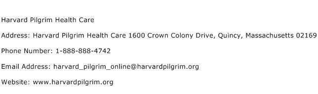 Harvard Pilgrim Health Care Address Contact Number