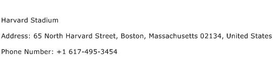 Harvard Stadium Address Contact Number