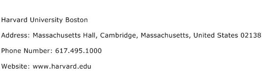 Harvard University Boston Address Contact Number