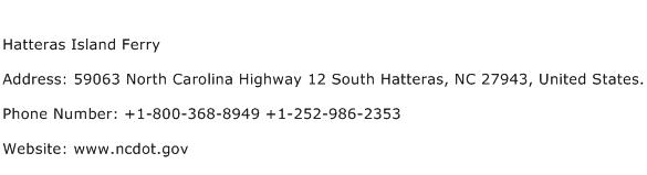 Hatteras Island Ferry Address Contact Number