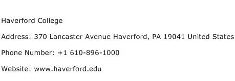 Haverford College Address Contact Number