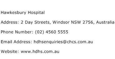 Hawkesbury Hospital Address Contact Number