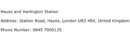Hayes and Harlington Station Address Contact Number