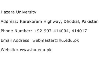 Hazara University Address Contact Number