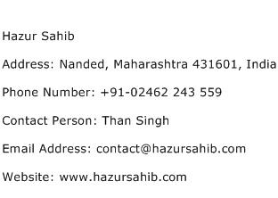 Hazur Sahib Address Contact Number
