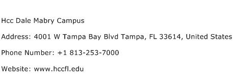 Hcc Dale Mabry Campus Address Contact Number